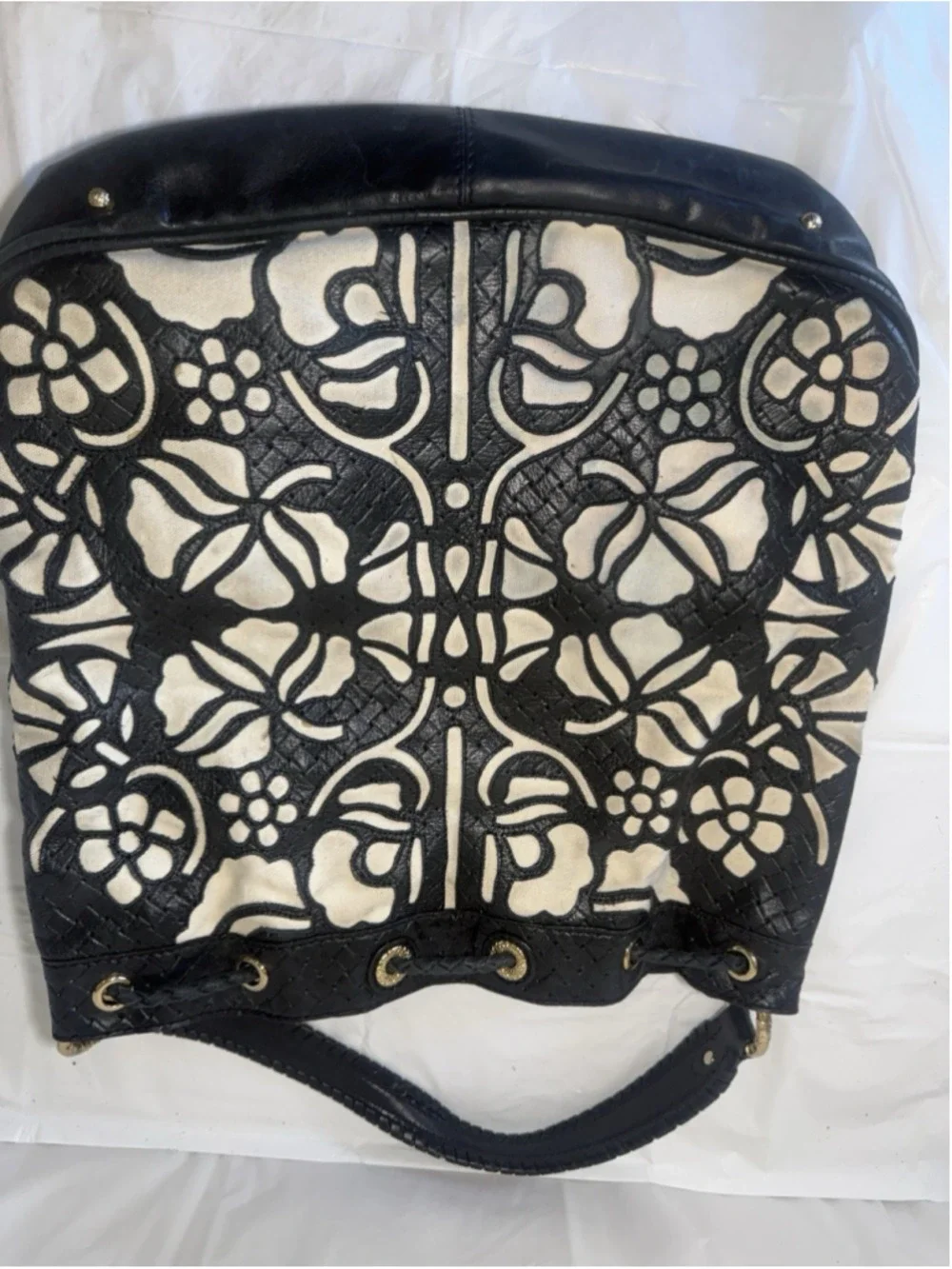 Antonio Melani Hobo Boho Bag canvas and leather shoulder bag Bohemian